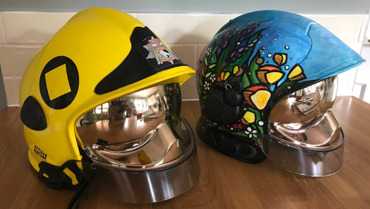 Helmets transformed into artwork in aid of Charity